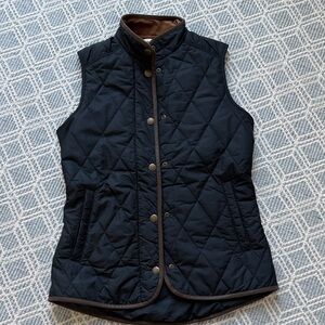 Tom Beckbe NWOT Women’s Black Quilted Vest, Brown Leather and Corduroy Accents